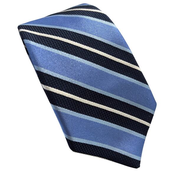 Brooks Brothers Makers and Merchants 100% Silk Repp Tie Blue Striped Classic - Picture 1 of 3